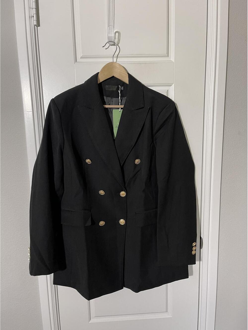 Women’s Pant Suits Size 2XL Black 2 Pieces Double Breasted W248